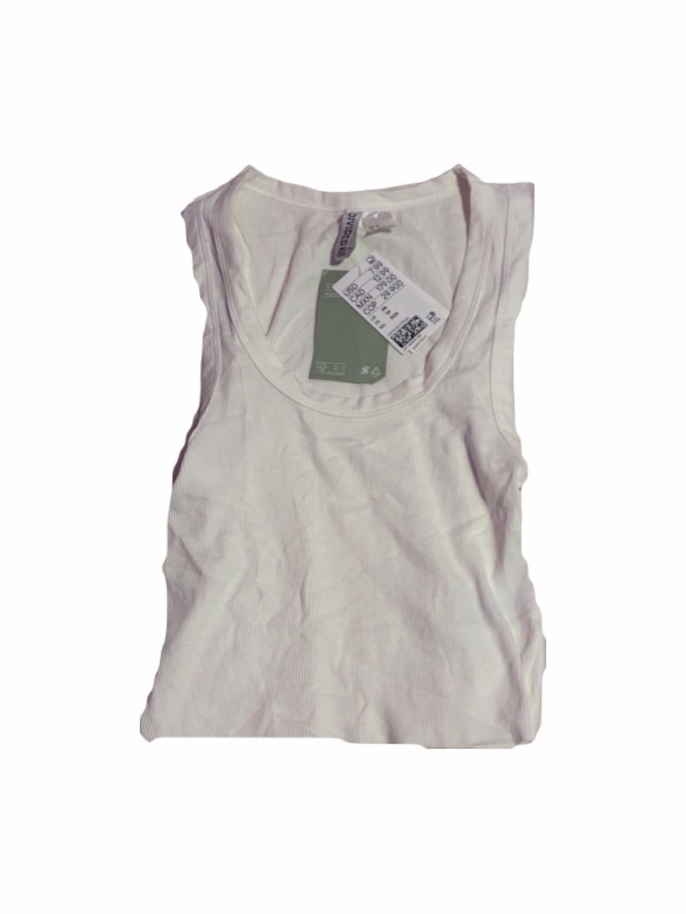 Divided White Ribbed Scoop Neck Tank Top